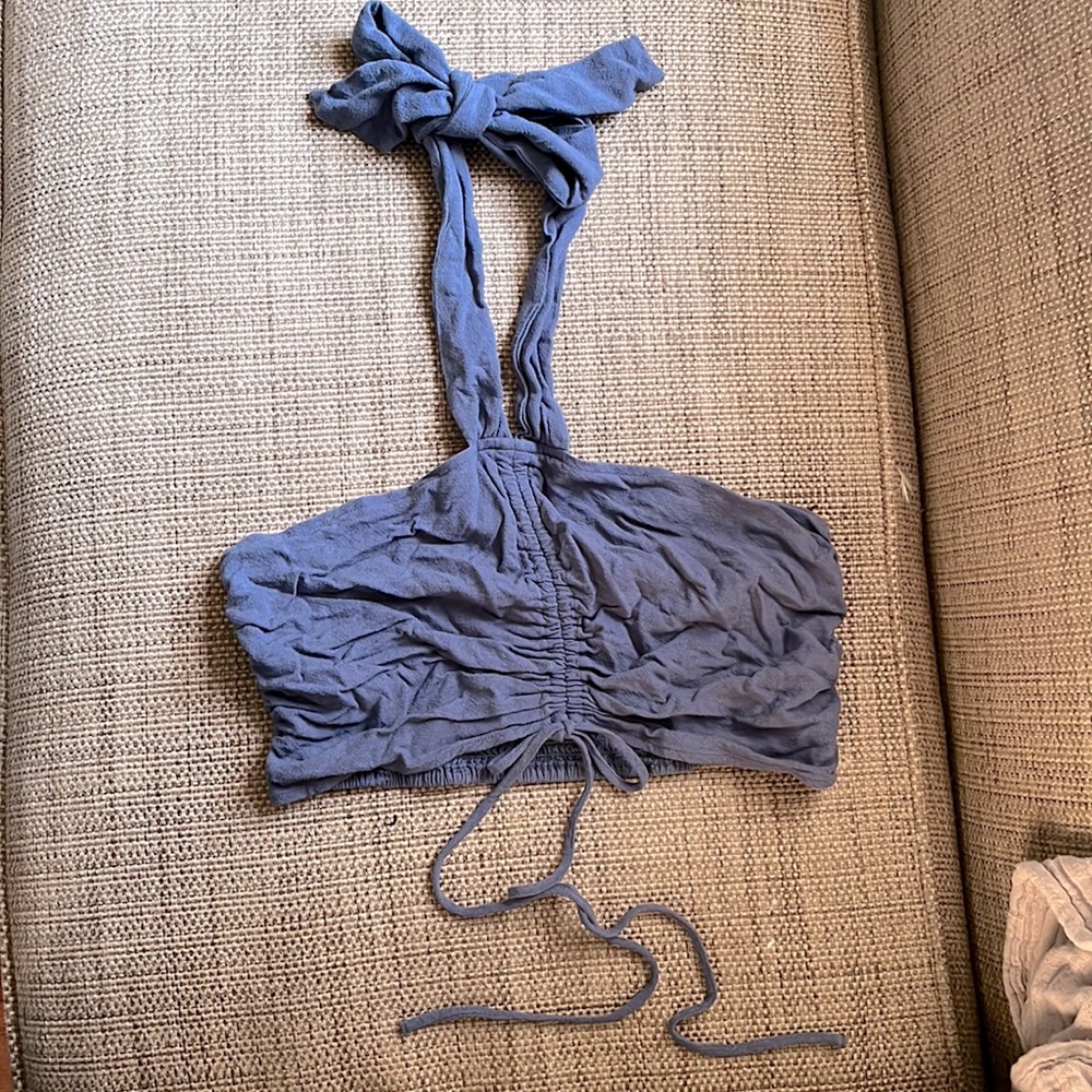 Blue Tie Crop Top